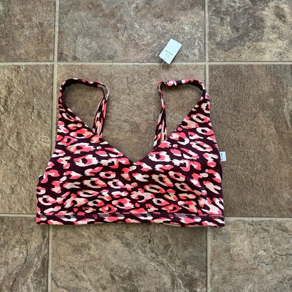 Aerie Goals Plunge Sports Bra Maplewood Size Large - Picture 1 of 7